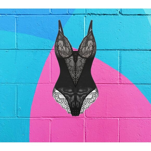 Popilush Lace Shapewear Bodysuit Thong Tummy Control Backless BLACK XL - Picture 2 of 6